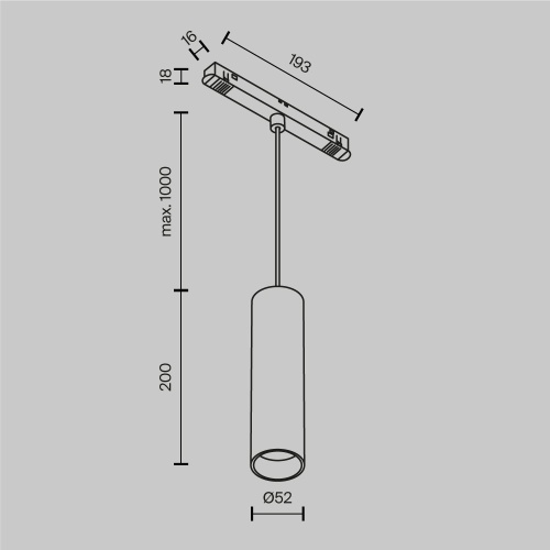 Трековый подвесной светильник Technical TR041-4-12WTW-DD-B