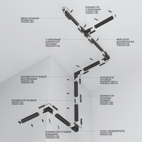 Шинопровод накладной/подвесной Technical TRX034-412B