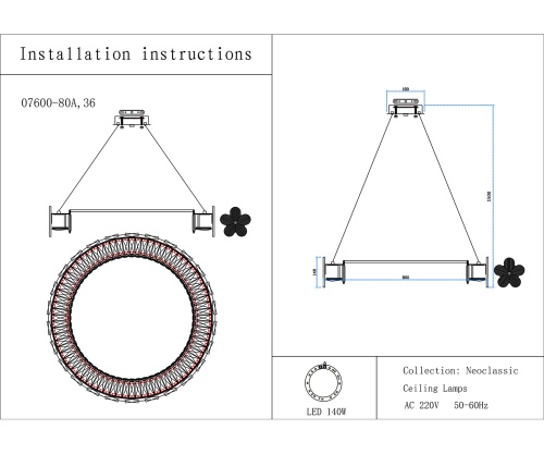 Люстра Kink Light Лиона латунь 07600-80A,36