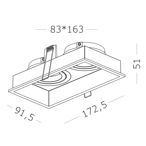 ST261.418.02 Св-к встр. Черный GU10 2*50W IP20 L91,5xW17,2xH5,2 220V Без ламп Встраиваемые светильники