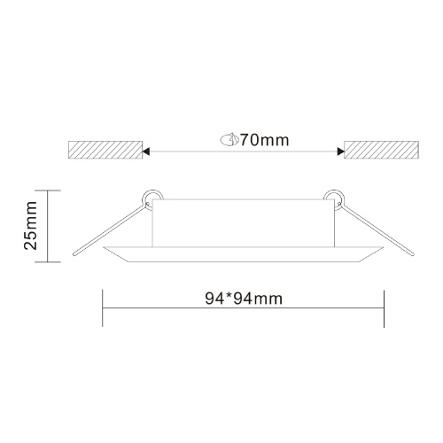 ST204.508.01 Св-к встр. Белый GU10 1*50W  L94xW94xH25 220V Без ламп Встраиваемые светильники