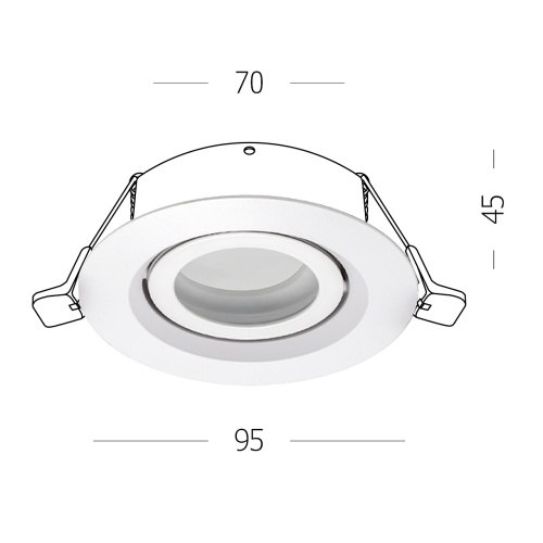 ST255.508.01 Св-к встр. Белый GU10 1*50W  IP65 D95xH45 220V Без ламп Встраиваемые светильники