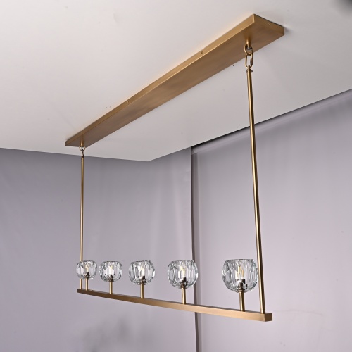 Люстра RH Boule De Cristal Linear Chandelier 5 Bronze 240204-22