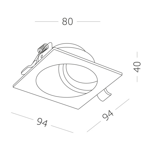 ST208.518.01 Св-к встр. Белый GU10 1*50W  L94xW94xH40 220V Без ламп Встраиваемые светильники