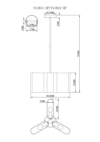 Светильник подвесной Moderli V11812-3P Metalicana