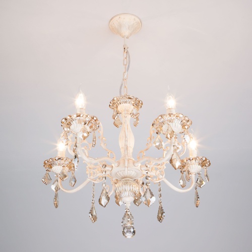 Подвесной светильник Eurosvet 3281/5 белый с золотом/тонированный хрусталь Strotskis